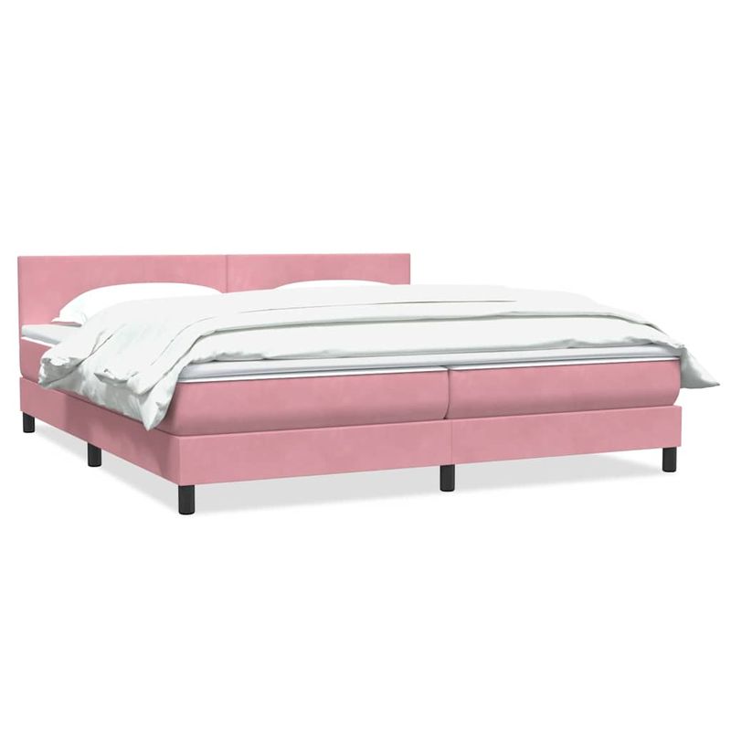 Casa si Gradina - Mobilier - Paturi si accesorii - Paturi - Pat box spring cu saltea, roz, 180x210 cm, catifea - Infinity.ro