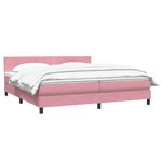 Casa si Gradina - Mobilier - Paturi si accesorii - Paturi - Pat box spring cu saltea, roz, 180x210 cm, catifea - Infinity.ro