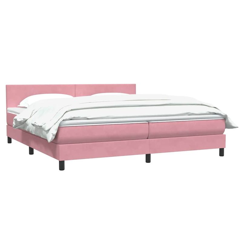 Casa si Gradina - Mobilier - Paturi si accesorii - Paturi - Pat box spring cu saltea, roz, 180x210 cm, catifea - Infinity.ro