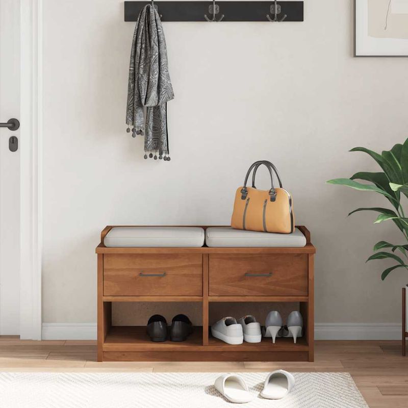 Casa si Gradina - Mobilier - Organizare si depozitare - Bancute - Banca pentru hol „SANDNES” 87 x 40 x 50 cm din lemn masiv de pin - Infinity.ro