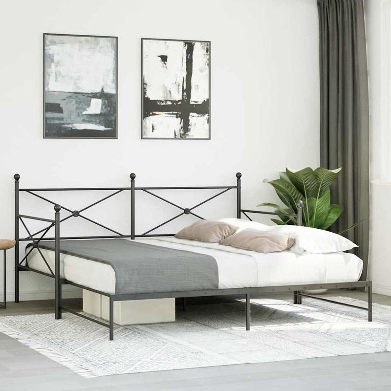 Casa si Gradina - Mobilier - Paturi si accesorii - Paturi - Pat de zi cu sufer fara saltea Negru 100x190 cm Otel - Infinity.ro