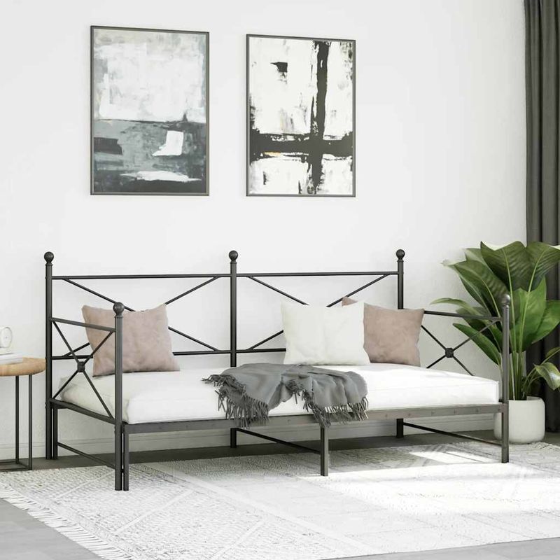 Casa si Gradina - Mobilier - Paturi si accesorii - Paturi - Pat de zi cu sufer fara saltea Negru 100x190 cm Otel - Infinity.ro