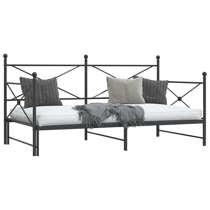 Casa si Gradina - Mobilier - Paturi si accesorii - Paturi - Pat de zi cu sufer fara saltea Negru 100x190 cm Otel - Infinity.ro
