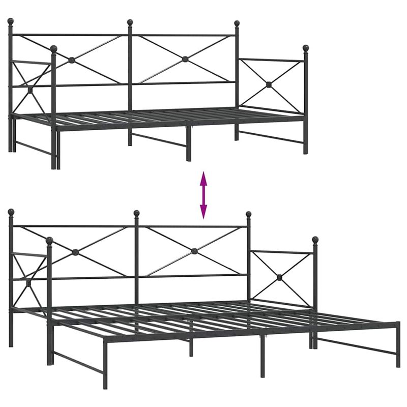 Casa si Gradina - Mobilier - Paturi si accesorii - Paturi - Pat de zi cu sufer fara saltea Negru 100x190 cm Otel - Infinity.ro