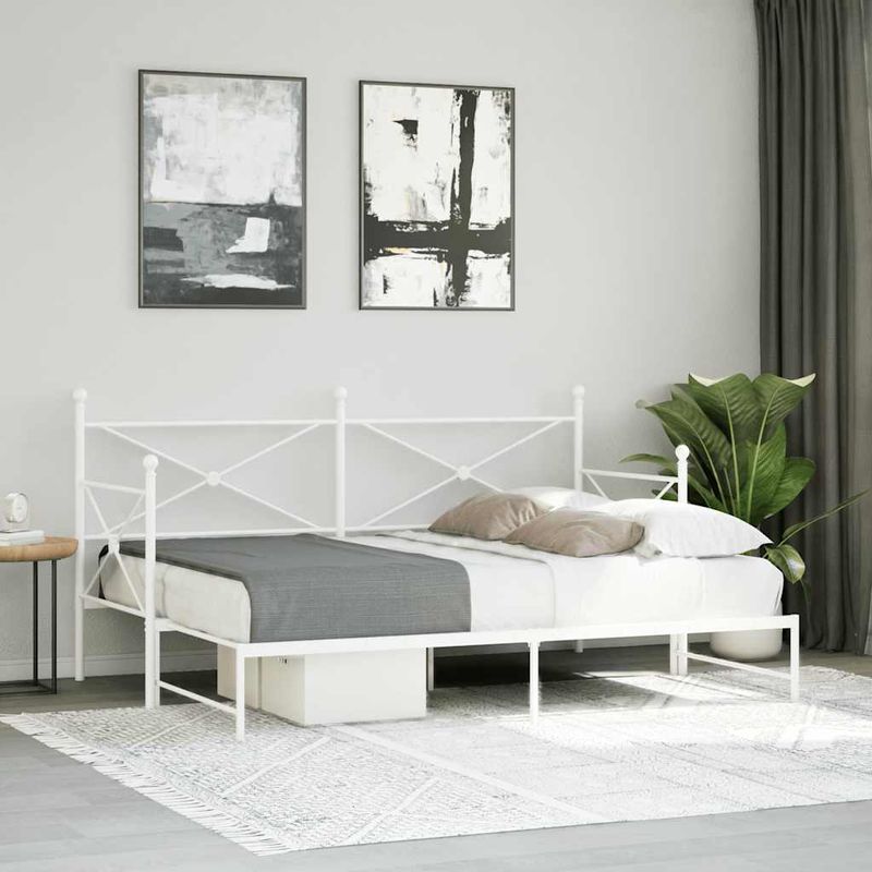 Casa si Gradina - Mobilier - Paturi si accesorii - Paturi - Pat de zi cu suvit fara saltea Alb 90x190 cm Otel - Infinity.ro