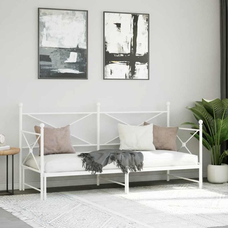 Casa si Gradina - Mobilier - Paturi si accesorii - Paturi - Pat de zi cu suvit fara saltea Alb 90x190 cm Otel - Infinity.ro