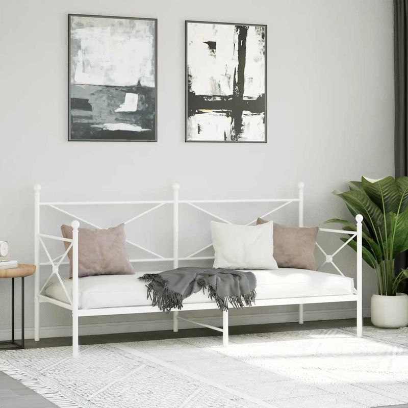Casa si Gradina - Mobilier - Paturi si accesorii - Paturi - Pat de zi fara saltea Alb 90x190 cm Otel - Infinity.ro