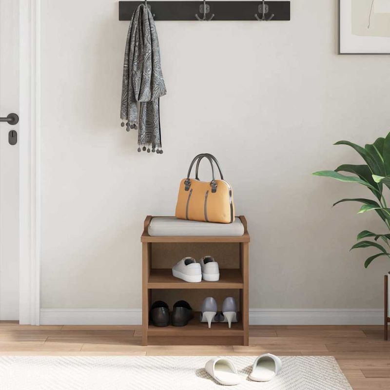 Casa si Gradina - Mobilier - Organizare si depozitare - Bancute - Banca pentru hol „SANDNES”, 45 x 40 x 50 cm, din lemn masiv de pin - Infinity.ro