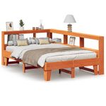 Casa si Gradina - Mobilier - Paturi si accesorii - Paturi - Pat cu biblioteca fara saltea maro 135x190 cm lemn masiv de pin - Infinity.ro