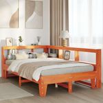 Casa si Gradina - Mobilier - Paturi si accesorii - Paturi - Pat cu biblioteca fara saltea maro 135x190 cm lemn masiv de pin - Infinity.ro