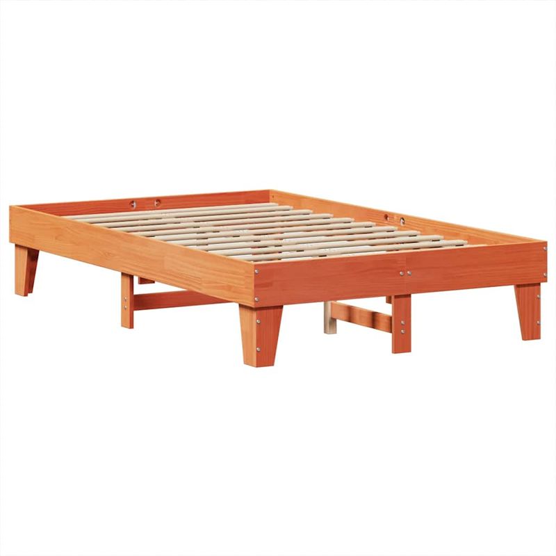 Casa si Gradina - Mobilier - Paturi si accesorii - Paturi - Pat cu biblioteca fara saltea maro 135x190 cm lemn masiv de pin - Infinity.ro