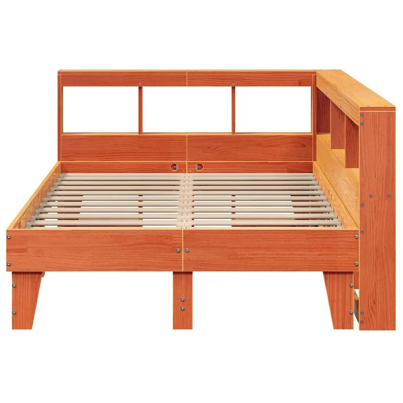 Casa si Gradina - Mobilier - Paturi si accesorii - Paturi - Pat cu biblioteca fara saltea maro 135x190 cm lemn masiv de pin - Infinity.ro