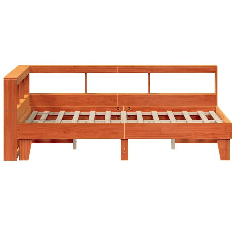 Casa si Gradina - Mobilier - Paturi si accesorii - Paturi - Pat cu biblioteca fara saltea maro 135x190 cm lemn masiv de pin - Infinity.ro