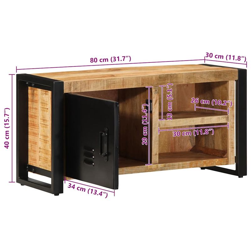 Casa si Gradina - Mobilier - Comode si corpuri - Comode - Dulap TV 80x30x40 cm lemn masiv de mango - Infinity.ro
