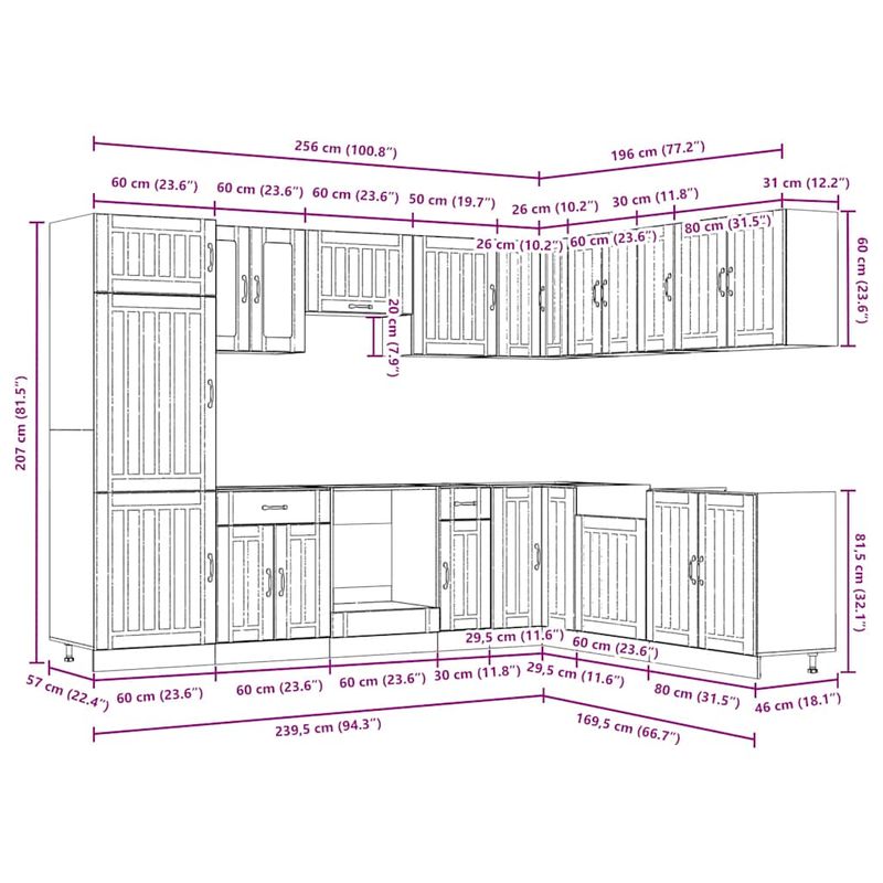 Casa si Gradina - Mobilier - Comode si corpuri - Corpuri bucatarie - Set dulap de bucatarie 14 piese „Lucca” alb lucios Lemn - Infinity.ro