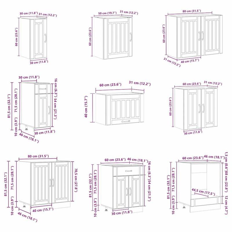 Casa si Gradina - Mobilier - Comode si corpuri - Corpuri bucatarie - Set dulap de bucatarie 14 piese „Lucca” alb lucios Lemn - Infinity.ro