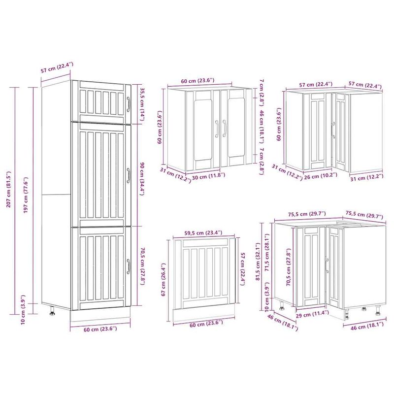 Casa si Gradina - Mobilier - Comode si corpuri - Corpuri bucatarie - Set dulap de bucatarie 14 piese „Lucca” alb lucios Lemn - Infinity.ro