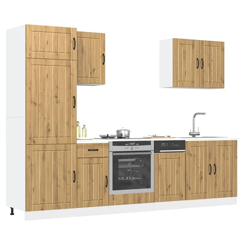 Casa si Gradina - Mobilier - Comode si corpuri - Corpuri bucatarie - Set dulap de bucatarie 7 piese „Kalmar” stejar artizanal lemn - Infinity.ro