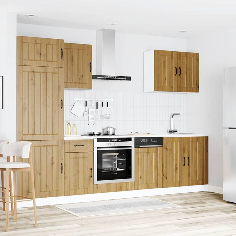 Casa si Gradina - Mobilier - Comode si corpuri - Corpuri bucatarie - Set dulap de bucatarie 7 piese „Kalmar” stejar artizanal lemn - Infinity.ro