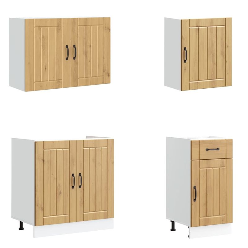 Casa si Gradina - Mobilier - Comode si corpuri - Corpuri bucatarie - Set dulap de bucatarie 7 piese „Kalmar” stejar artizanal lemn - Infinity.ro