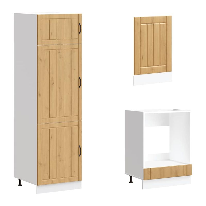Casa si Gradina - Mobilier - Comode si corpuri - Corpuri bucatarie - Set dulap de bucatarie 7 piese „Kalmar” stejar artizanal lemn - Infinity.ro