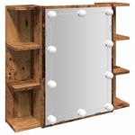 Casa si Gradina - Mobilier - Mobilier baie - Comode baie - Dulap cu oglinda si LED, lemn vechi, 70x16,5x60 cm - Infinity.ro