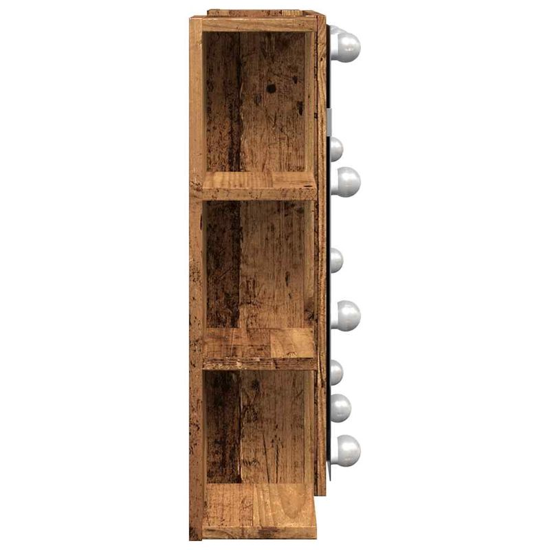 Casa si Gradina - Mobilier - Mobilier baie - Comode baie - Dulap cu oglinda si LED, lemn vechi, 70x16,5x60 cm - Infinity.ro