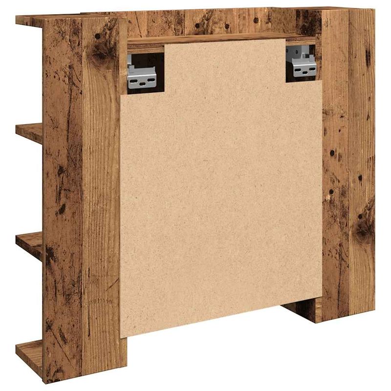 Casa si Gradina - Mobilier - Mobilier baie - Comode baie - Dulap cu oglinda si LED, lemn vechi, 70x16,5x60 cm - Infinity.ro