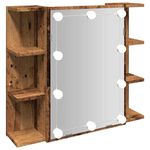 Casa si Gradina - Mobilier - Mobilier baie - Comode baie - Dulap cu oglinda si LED, lemn vechi, 70x16,5x60 cm - Infinity.ro
