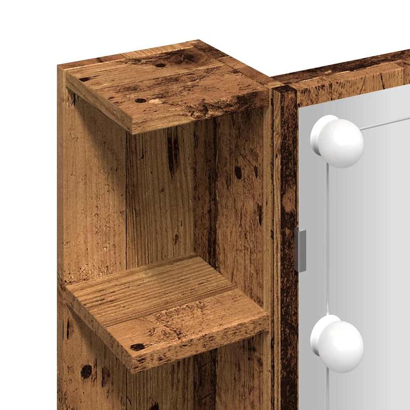 Casa si Gradina - Mobilier - Mobilier baie - Comode baie - Dulap cu oglinda si LED, lemn vechi, 70x16,5x60 cm - Infinity.ro