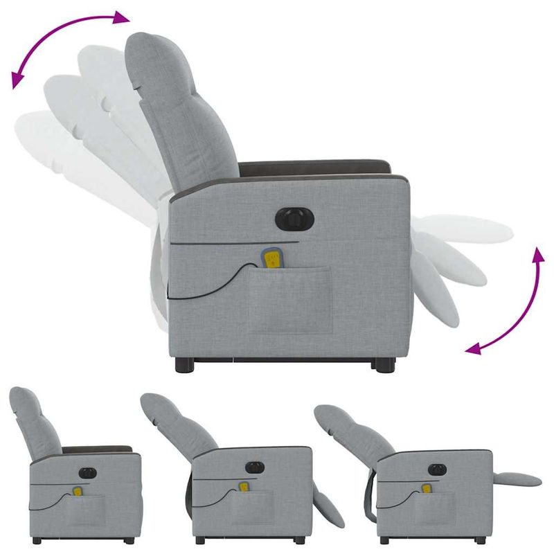 Ingrijire personala si Cosmetice - Sanatate si wellness - Articole wellness - Fotolii de masaj - Fotoliu electric masaj rabatabil cu ridicare, gri inchis textil - Infinity.ro