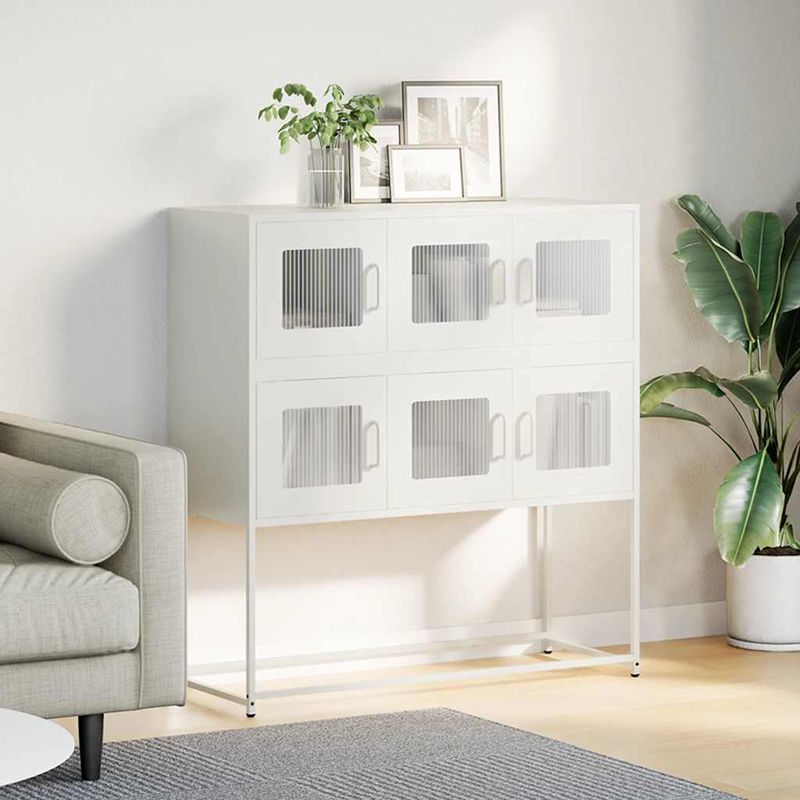 Casa si Gradina - Mobilier - Comode si corpuri - Comode - Dulap, alb, 100,5x39x107 cm, otel laminat la rece - Infinity.ro
