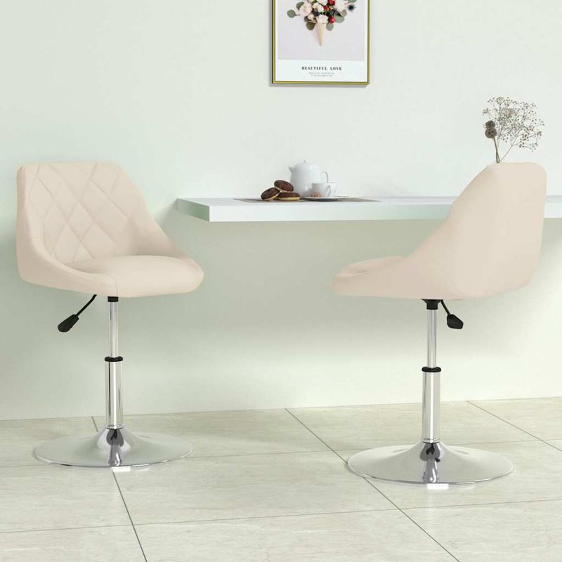 Casa si Gradina - Mobilier - Scaune si fotolii - Scaune - Scaune de bucatarie pivotante, 2 buc., crem, catifea - Infinity.ro