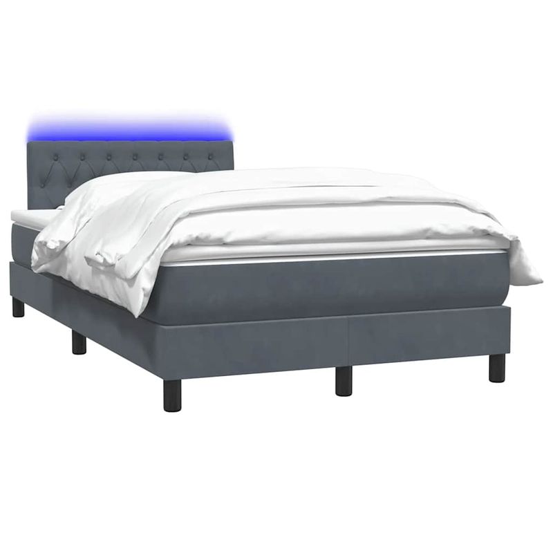 Casa si Gradina - Mobilier - Paturi si accesorii - Paturi - Pat box spring cu saltea, gri inchis, 120x220 cm, catifea - Infinity.ro