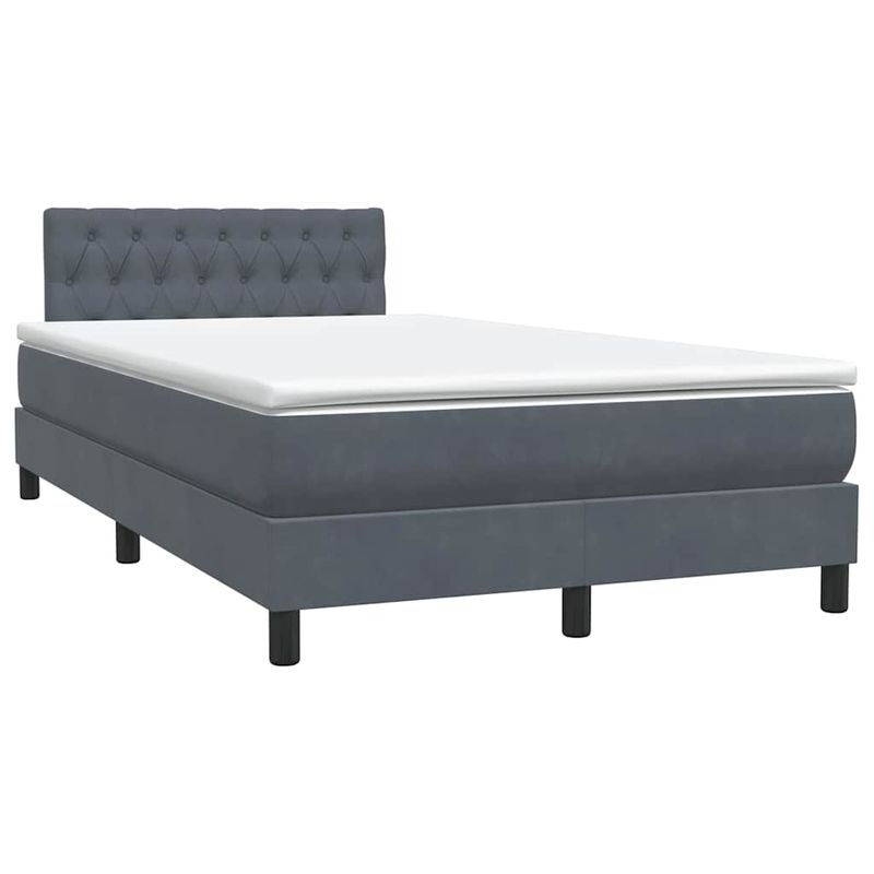 Casa si Gradina - Mobilier - Paturi si accesorii - Paturi - Pat box spring cu saltea, gri inchis, 120x220 cm, catifea - Infinity.ro