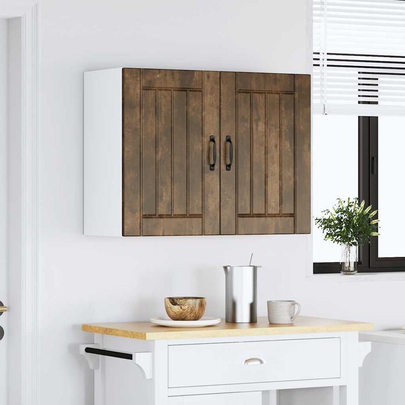 Casa si Gradina - Mobilier - Comode si corpuri - Corpuri bucatarie - Dulap de bucatarie "Lucca" din lemn de stejar afumat, model 1x dulap de perete (2 uși), mărime 80x31x60 cm - Infinity.ro