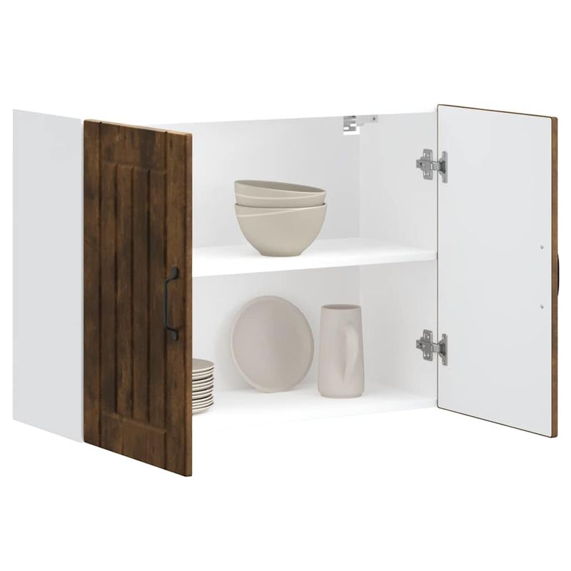 Casa si Gradina - Mobilier - Comode si corpuri - Corpuri bucatarie - Dulap de bucatarie "Lucca" din lemn de stejar afumat, model 1x dulap de perete (2 uși), mărime 80x31x60 cm - Infinity.ro