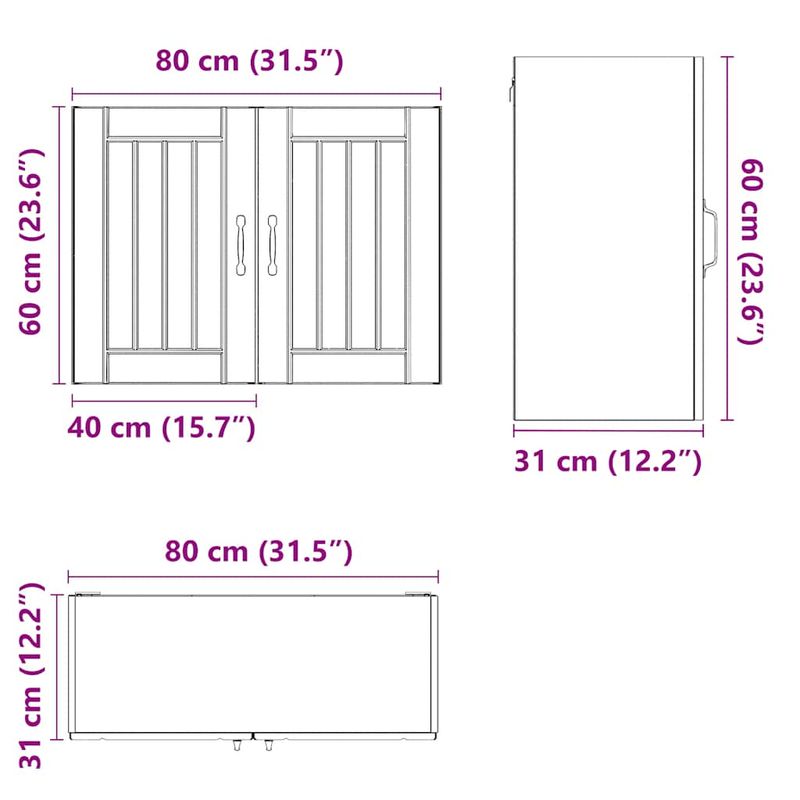 Casa si Gradina - Mobilier - Comode si corpuri - Corpuri bucatarie - Dulap de bucatarie "Lucca" din lemn de stejar afumat, model 1x dulap de perete (2 uși), mărime 80x31x60 cm - Infinity.ro