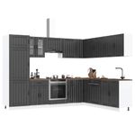 Casa si Gradina - Mobilier - Comode si corpuri - Corpuri bucatarie - Set dulap de bucatarie 14 piese „Lucca” lemn negru prelucrat - Infinity.ro