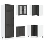 Casa si Gradina - Mobilier - Comode si corpuri - Corpuri bucatarie - Set dulap de bucatarie 14 piese „Lucca” lemn negru prelucrat - Infinity.ro
