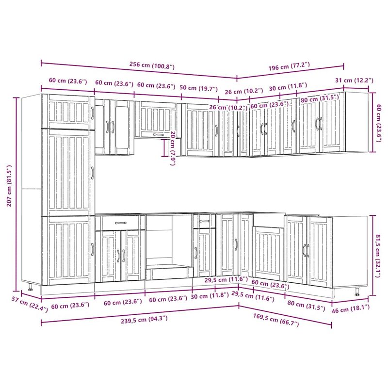 Casa si Gradina - Mobilier - Comode si corpuri - Corpuri bucatarie - Set dulap de bucatarie 14 piese „Lucca” lemn negru prelucrat - Infinity.ro