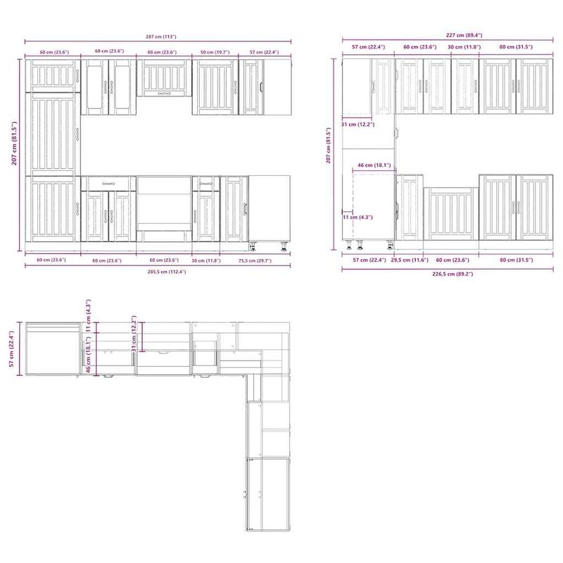 Casa si Gradina - Mobilier - Comode si corpuri - Corpuri bucatarie - Set dulap de bucatarie 14 piese „Lucca” lemn negru prelucrat - Infinity.ro