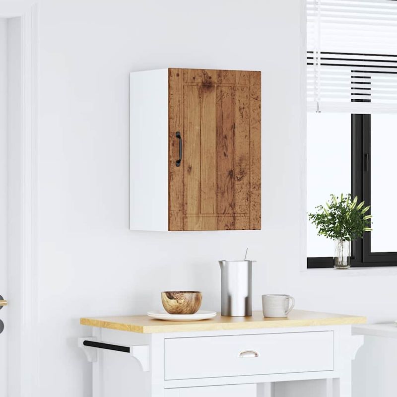 Casa si Gradina - Mobilier - Comode si corpuri - Corpuri bucatarie - Dulap de bucatarie "Lucca" Lemn vechi, lemn prelucrat, model 1x dulap de perete (1 ușă), mărime 40x31x60 cm - Infinity.ro
