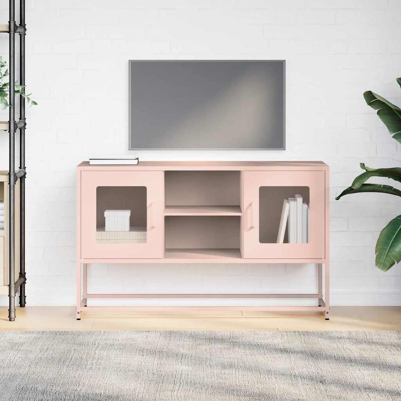Casa si Gradina - Mobilier - Comode si corpuri - Comode - Dulap TV, roz, 100,5x39x60,5 cm, otel - Infinity.ro