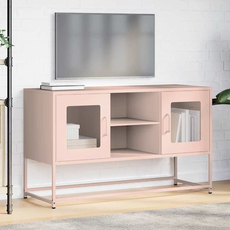 Casa si Gradina - Mobilier - Comode si corpuri - Comode - Dulap TV, roz, 100,5x39x60,5 cm, otel - Infinity.ro