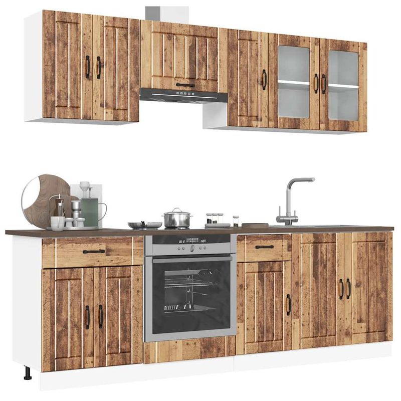 Casa si Gradina - Mobilier - Comode si corpuri - Corpuri bucatarie - Set de dulapuri de bucatarie 8 piese „Kalmar” Lemn vechi lemn - Infinity.ro