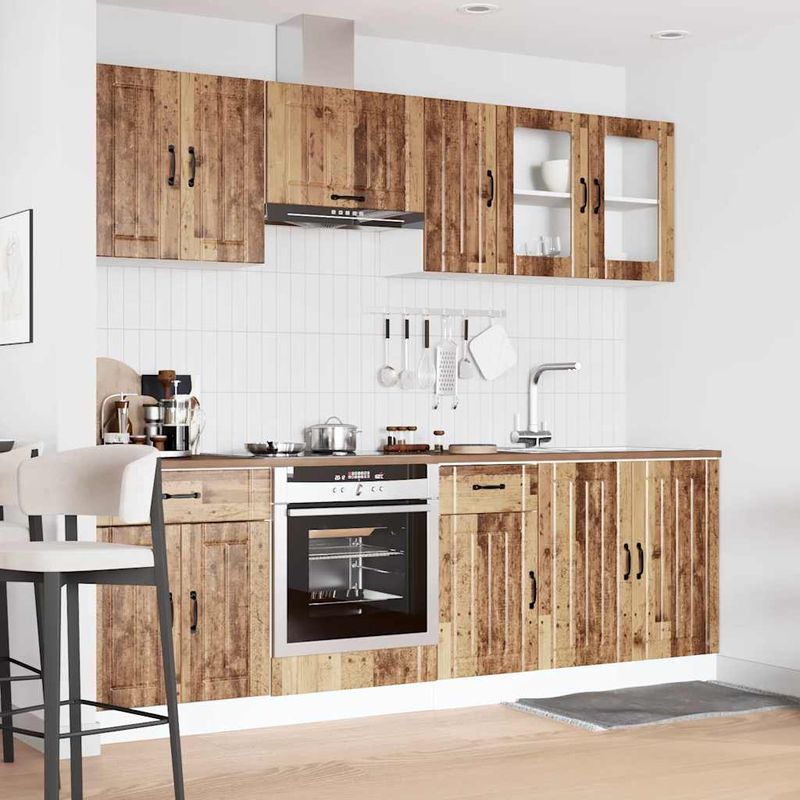 Casa si Gradina - Mobilier - Comode si corpuri - Corpuri bucatarie - Set de dulapuri de bucatarie 8 piese „Kalmar” Lemn vechi lemn - Infinity.ro