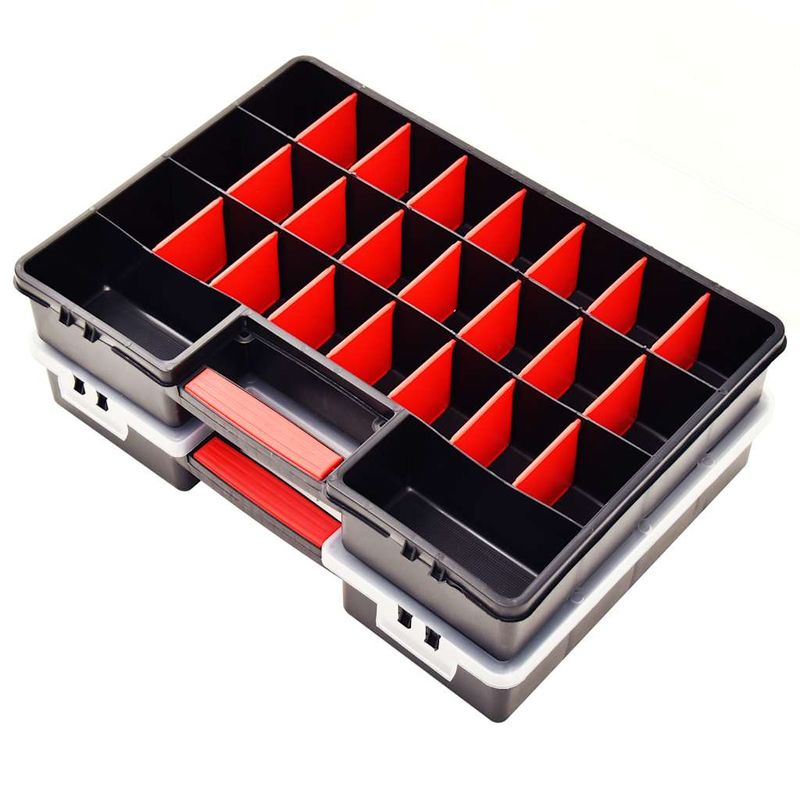 Casa si Gradina - Constructii - Depozitare, transport si protectie - Organizatoare si cutii scule - Cutii sortare 2 buc. separatoare reglabile 460x325x80mm plastic - Infinity.ro
