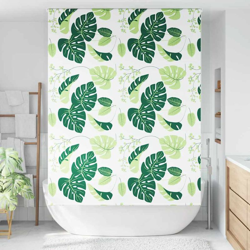 Casa si Gradina - Textile si covoare - Rulouri si jaluzele - Jaluza cu rola de dus 160x240 cm latime material 156 cm, frunze verzi - Infinity.ro