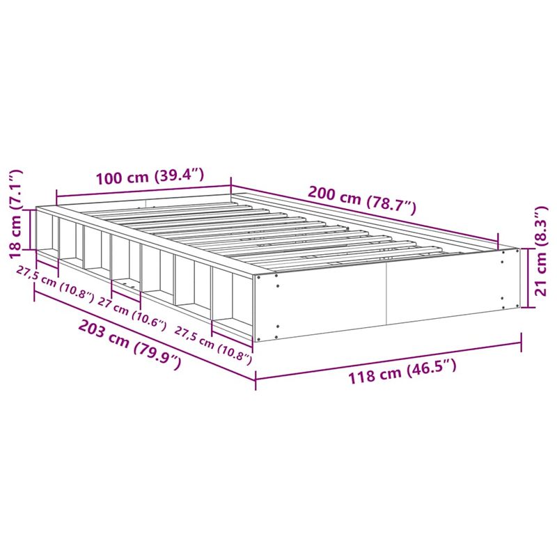 Casa si Gradina - Mobilier - Paturi si accesorii - Paturi - Cadru de pat fara saltea 100x200 cm din lemn masiv de stejar - Infinity.ro